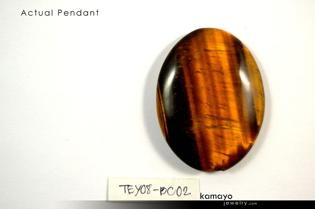 GEMINI NECKLACE - Large Tiger Eye Pendant and Botswana Agate Beads