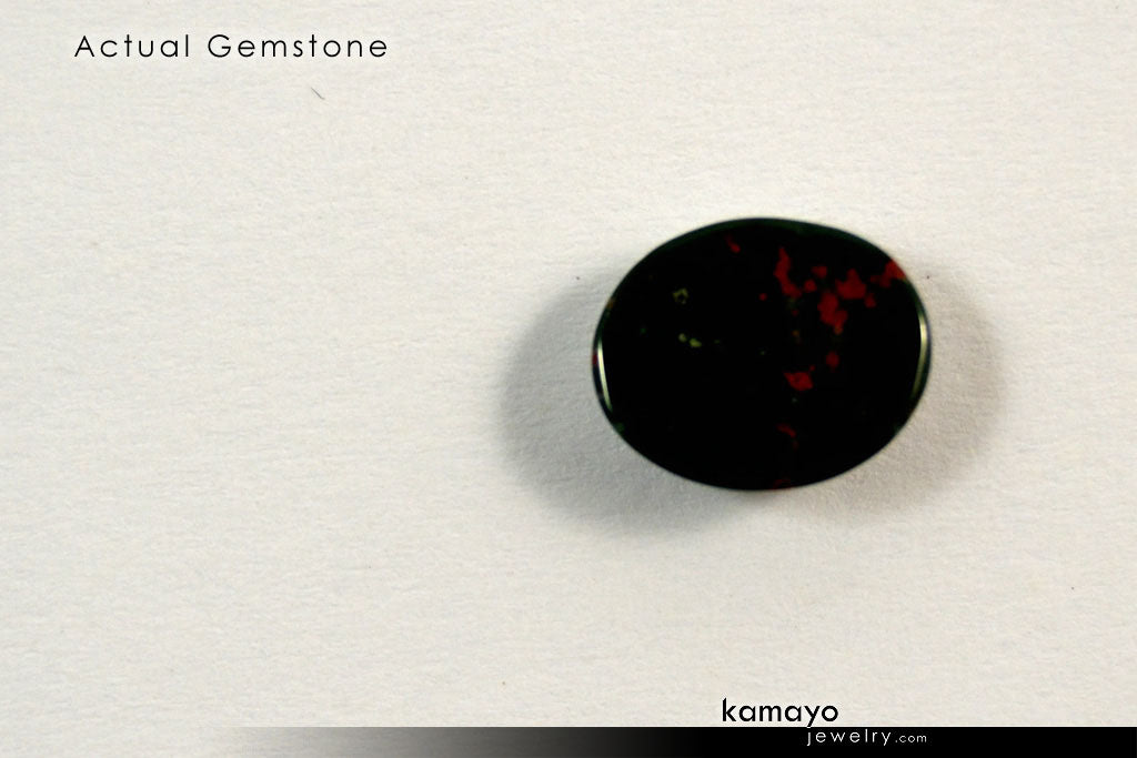 BLOODSTONE GEMSTONE - 10x8mm Oval Green Loose Stone