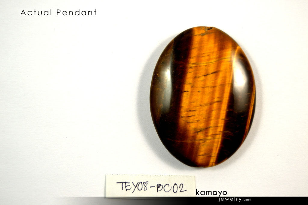 GEMINI NECKLACE - Large Tiger Eye Pendant and Botswana Agate Beads