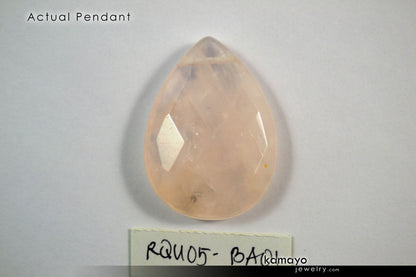 ROSE QUARTZ NECKLACE - Faceted Teardrop Pendant and Natural Beads