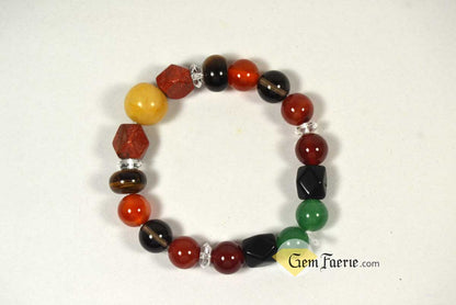 ENERGY BRACELET - Carnelian, Tiger Eye, Red Agate, Red Jasper, Clear Quartz, Yellow Jade, Green Aventurine, Smoky Quartz & Obsidian