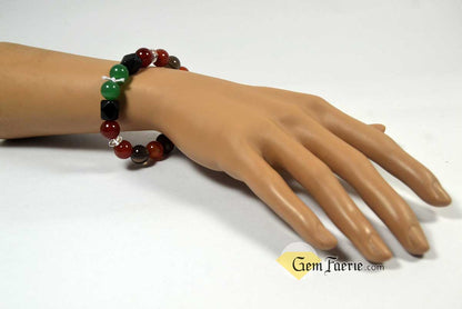 ENERGY BRACELET - Carnelian, Tiger Eye, Red Agate, Red Jasper, Clear Quartz, Yellow Jade, Green Aventurine, Smoky Quartz & Obsidian