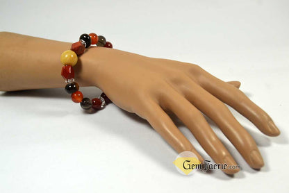 ENERGY BRACELET - Carnelian, Tiger Eye, Red Agate, Red Jasper, Clear Quartz, Yellow Jade, Green Aventurine, Smoky Quartz & Obsidian