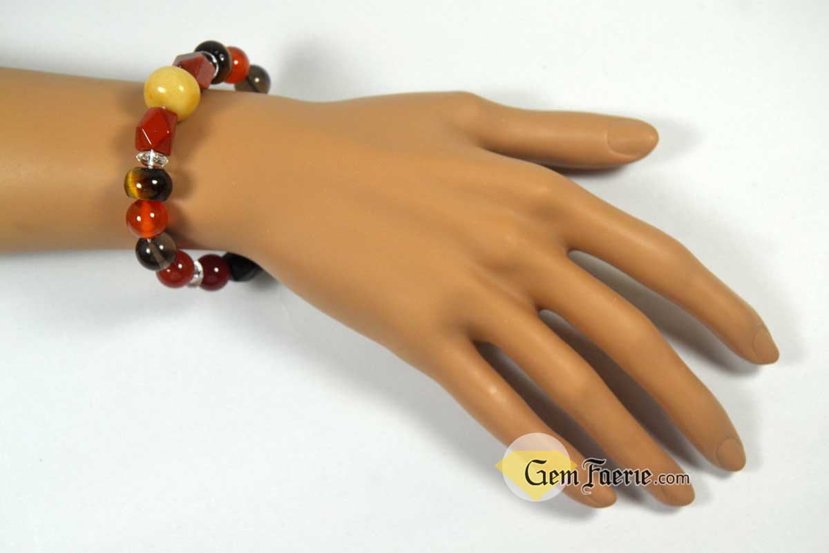ENERGY BRACELET - Carnelian, Tiger Eye, Red Agate, Red Jasper, Clear Quartz, Yellow Jade, Green Aventurine, Smoky Quartz & Obsidian