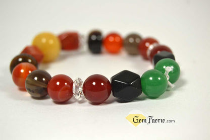 ENERGY BRACELET - Carnelian, Tiger Eye, Red Agate, Red Jasper, Clear Quartz, Yellow Jade, Green Aventurine, Smoky Quartz & Obsidian