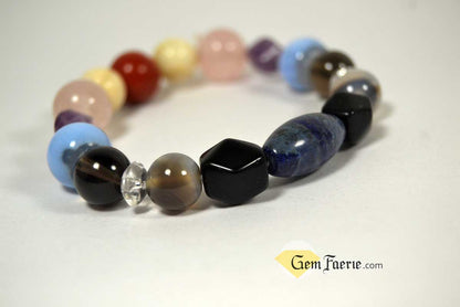 SLEEP BRACELET - Amethyst, Moonstone, Clear Quartz, Rose Quartz, Agate, Blue Chalcedony, Red Jasper, Lapis Lazuli, Smoky Quartz & Obsidian