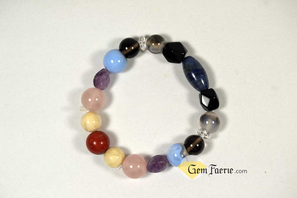 SLEEP BRACELET - Amethyst, Moonstone, Clear Quartz, Rose Quartz, Agate, Blue Chalcedony, Red Jasper, Lapis Lazuli, Smoky Quartz & Obsidian