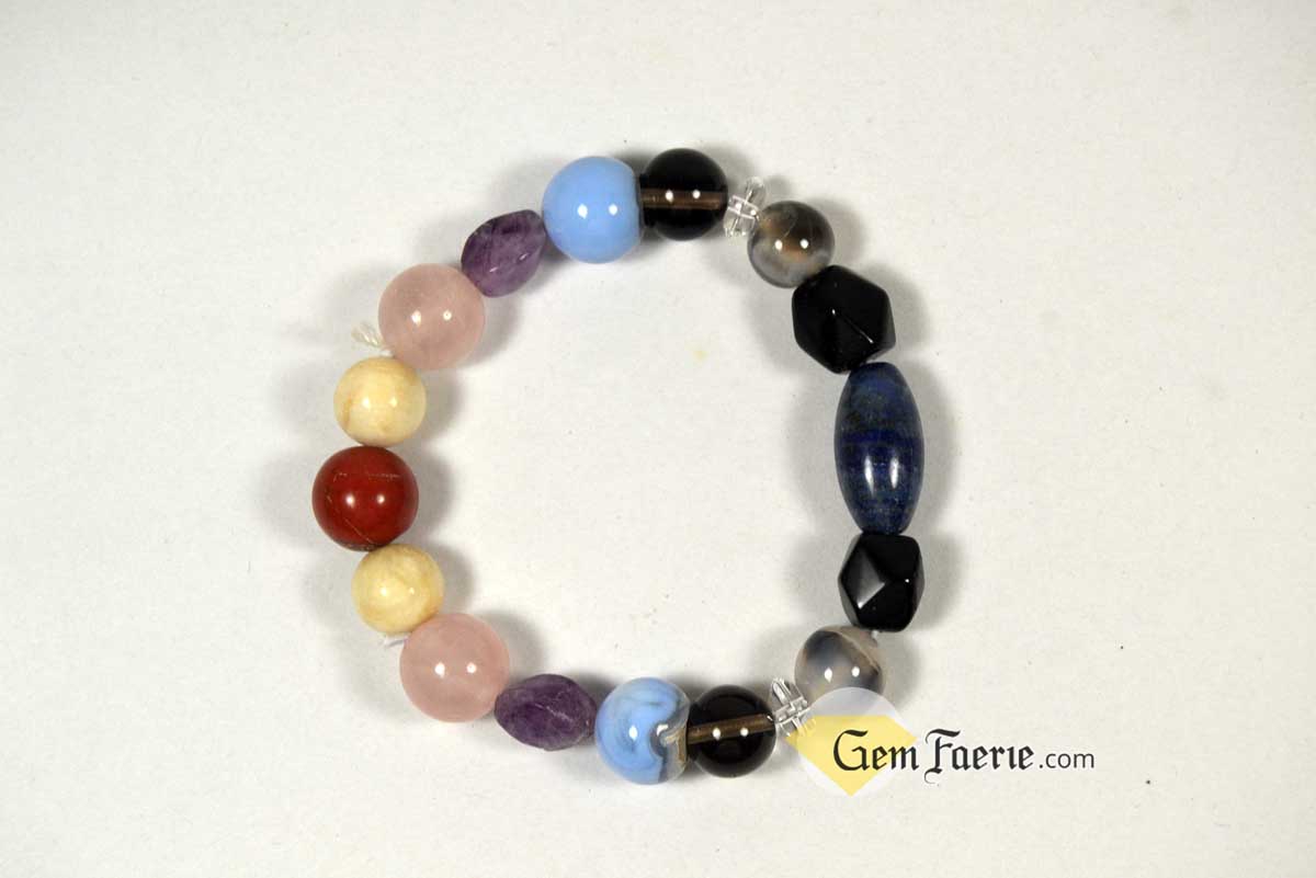 SLEEP BRACELET - Amethyst, Moonstone, Clear Quartz, Rose Quartz, Agate, Blue Chalcedony, Red Jasper, Lapis Lazuli, Smoky Quartz & Obsidian