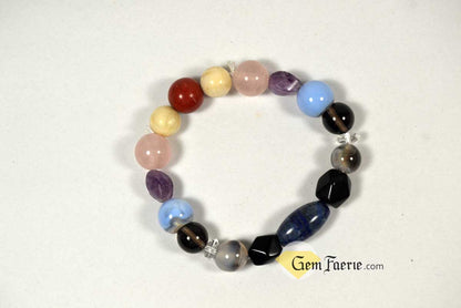 SLEEP BRACELET - Amethyst, Moonstone, Clear Quartz, Rose Quartz, Agate, Blue Chalcedony, Red Jasper, Lapis Lazuli, Smoky Quartz & Obsidian