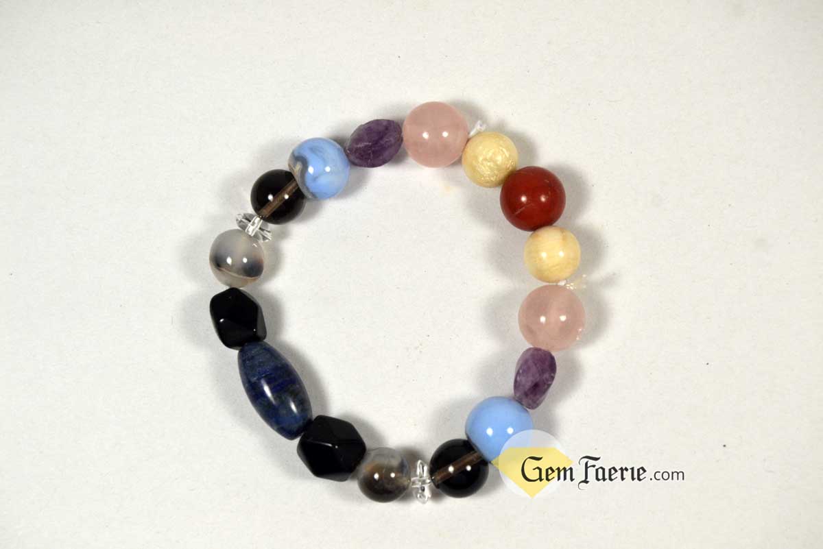 SLEEP BRACELET - Amethyst, Moonstone, Clear Quartz, Rose Quartz, Agate, Blue Chalcedony, Red Jasper, Lapis Lazuli, Smoky Quartz & Obsidian