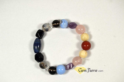 SLEEP BRACELET - Amethyst, Moonstone, Clear Quartz, Rose Quartz, Agate, Blue Chalcedony, Red Jasper, Lapis Lazuli, Smoky Quartz & Obsidian