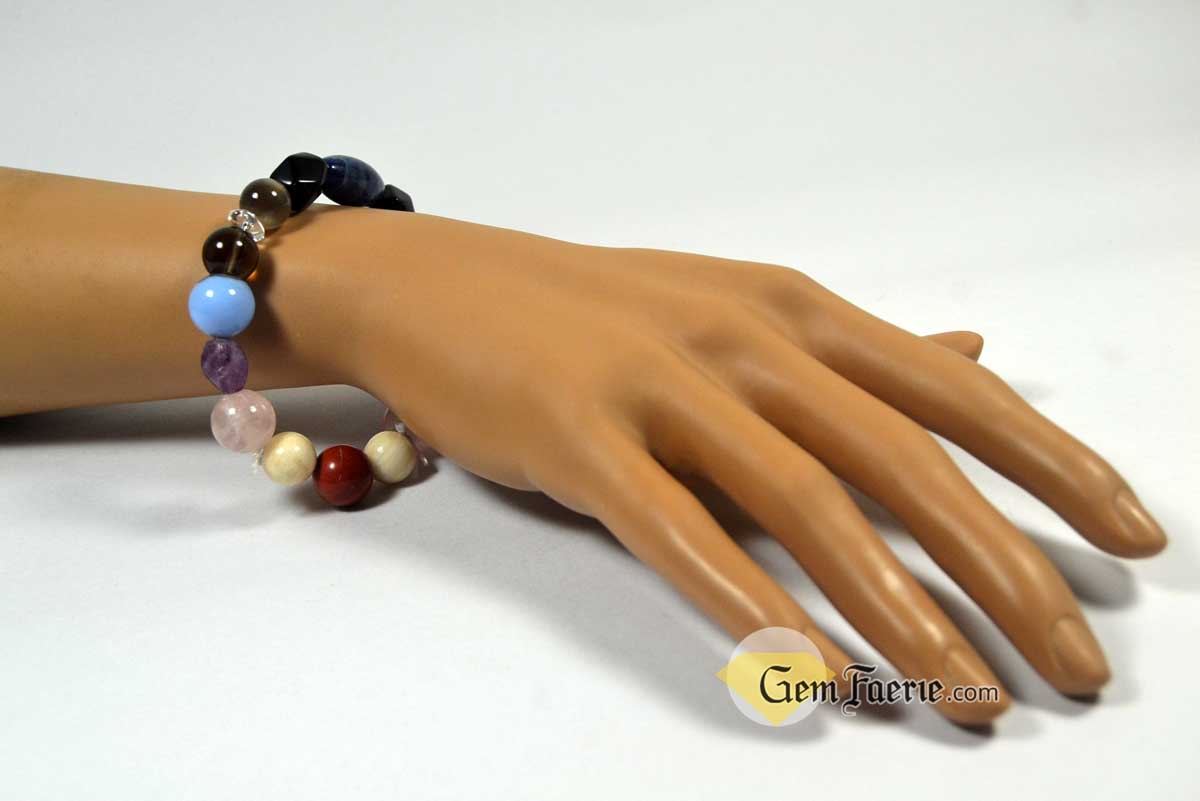 SLEEP BRACELET - Amethyst, Moonstone, Clear Quartz, Rose Quartz, Agate, Blue Chalcedony, Red Jasper, Lapis Lazuli, Smoky Quartz & Obsidian
