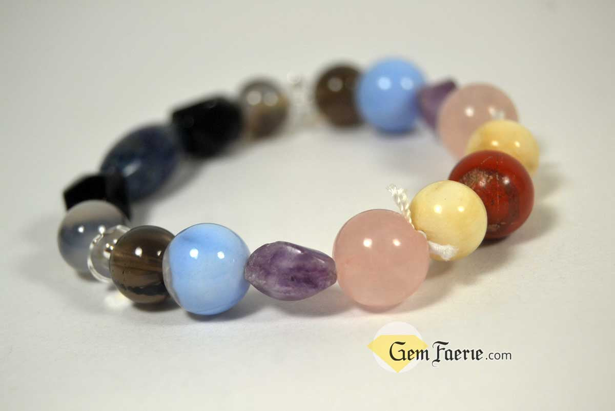 SLEEP BRACELET - Amethyst, Moonstone, Clear Quartz, Rose Quartz, Agate, Blue Chalcedony, Red Jasper, Lapis Lazuli, Smoky Quartz & Obsidian