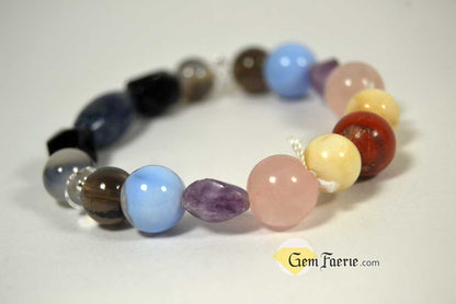 SLEEP BRACELET - Amethyst, Moonstone, Clear Quartz, Rose Quartz, Agate, Blue Chalcedony, Red Jasper, Lapis Lazuli, Smoky Quartz & Obsidian