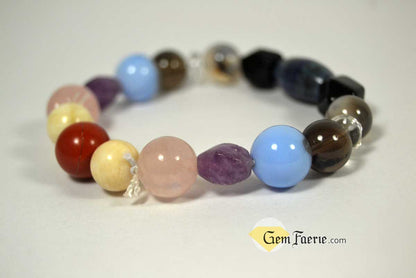 SLEEP BRACELET - Amethyst, Moonstone, Clear Quartz, Rose Quartz, Agate, Blue Chalcedony, Red Jasper, Lapis Lazuli, Smoky Quartz & Obsidian