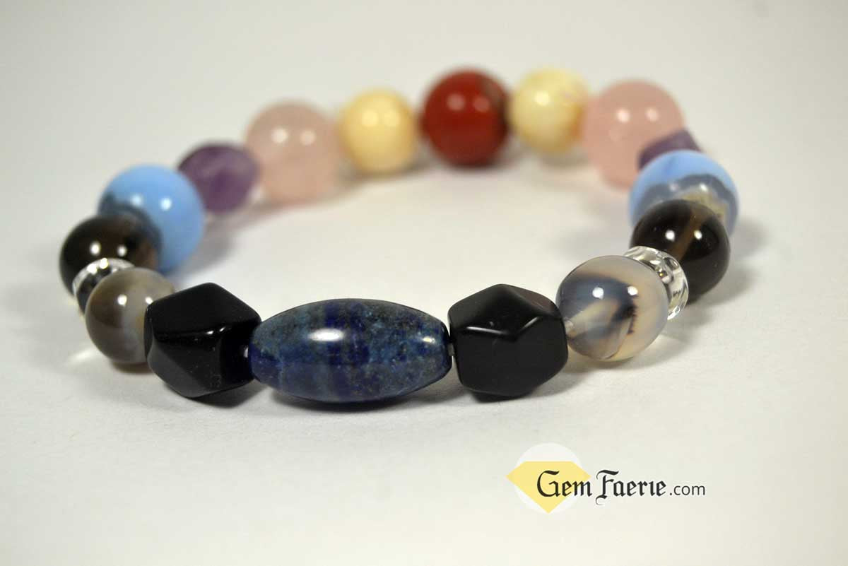 SLEEP BRACELET - Amethyst, Moonstone, Clear Quartz, Rose Quartz, Agate, Blue Chalcedony, Red Jasper, Lapis Lazuli, Smoky Quartz & Obsidian