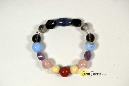 SLEEP BRACELET - Amethyst, Moonstone, Clear Quartz, Rose Quartz, Agate, Blue Chalcedony, Red Jasper, Lapis Lazuli, Smoky Quartz & Obsidian