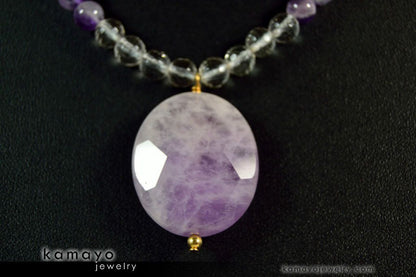 PISCES NECKLACE - Lavender Amethyst Pendant and Clear Quartz Beads