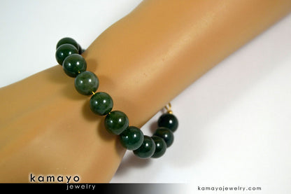 GREEN JASPER BRACELET - Round Green Jasper Beads