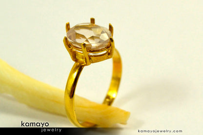 ROSE QUARTZ RING - 10x8mm-large Rose Quartz Ring for Women