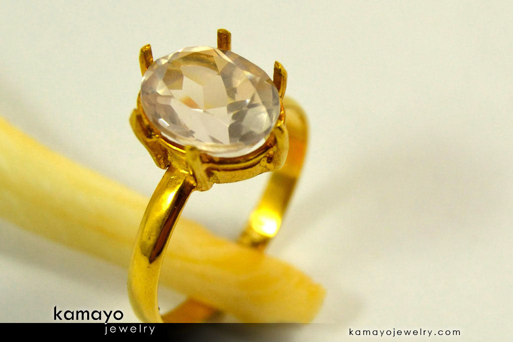 ROSE QUARTZ RING - 10x8mm-large Rose Quartz Ring for Women