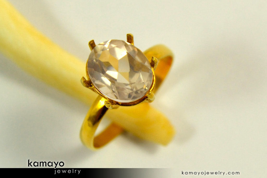 ROSE QUARTZ RING - 10x8mm-large Rose Quartz Ring for Women