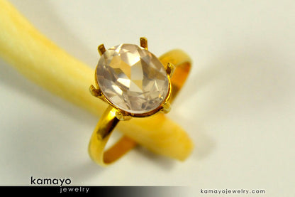 ROSE QUARTZ RING - 10x8mm-large Rose Quartz Ring for Women