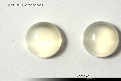 WHITE MOONSTONE GEMSTONES - Pair of 10mm Round Loose Stones for Earrings