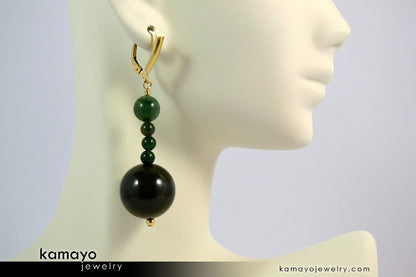 GREEN JASPER EARRINGS - Beaded Dangle Ear Rings for Women