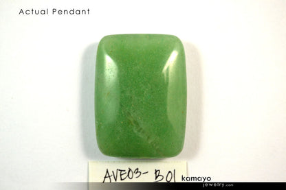 GREEN AVENTURINE NECKLACE - Rectangle Aventurine Pendant and Round Beads