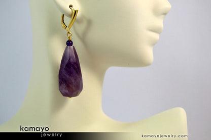 AMETHYST EARRINGS - Large Drop Ear Rings for Women