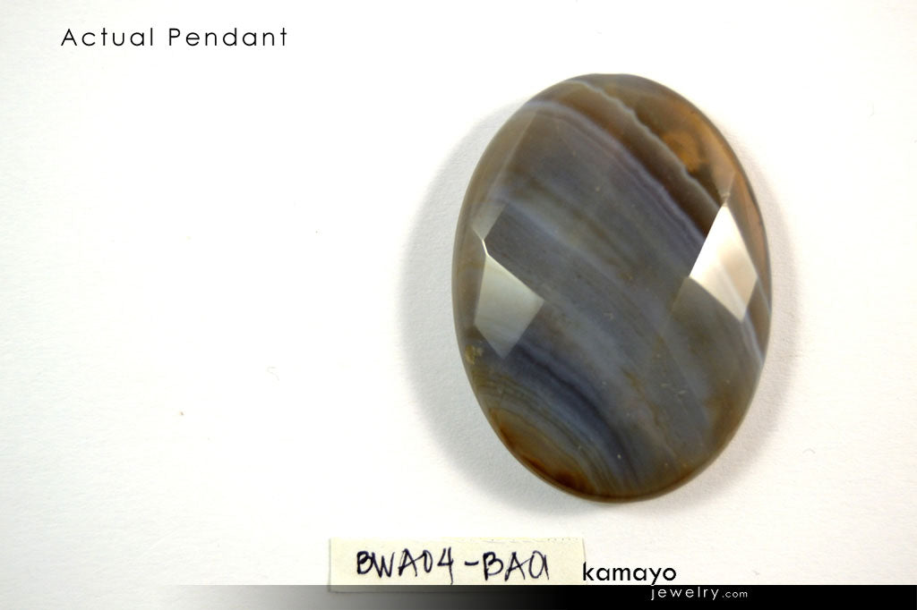 GEMINI NECKLACE - Large Oval Botswana Agate Pendant and Tiger Eye Beads