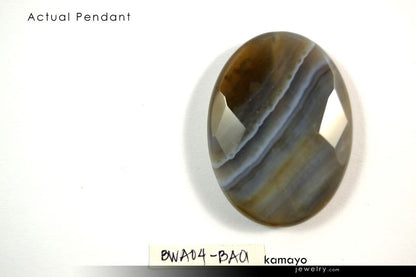 GEMINI NECKLACE - Large Oval Botswana Agate Pendant and Tiger Eye Beads