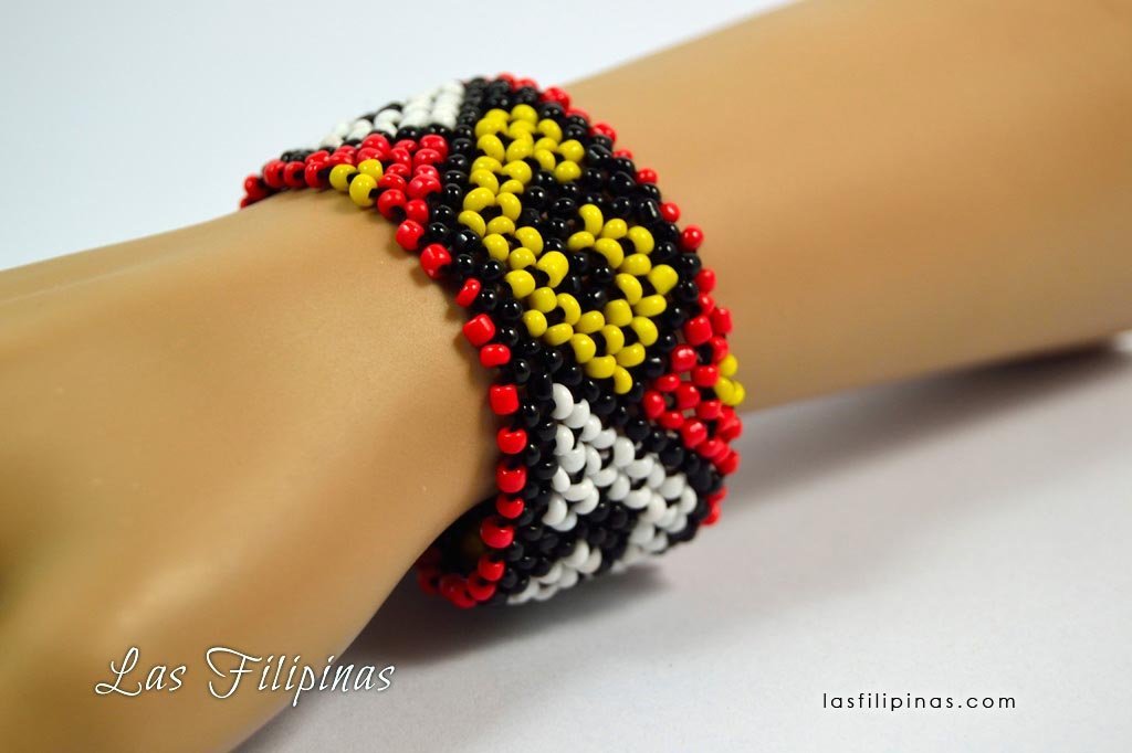 Tribal Bracelet - Wide Ethnic Mandaya Beaded Design