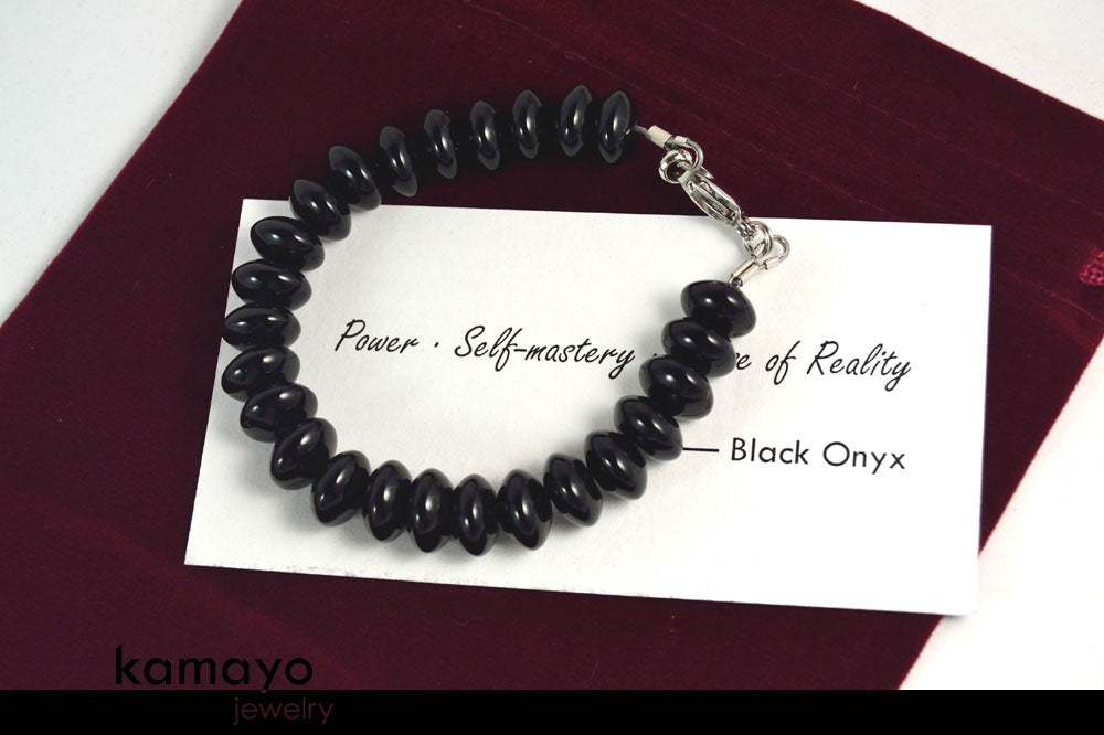 BLACK ONYX BRACELET - Roundel Beads
