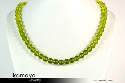 OLIVE QUARTZ NECKLACE - Men's Choker or Princess Necklace for Women