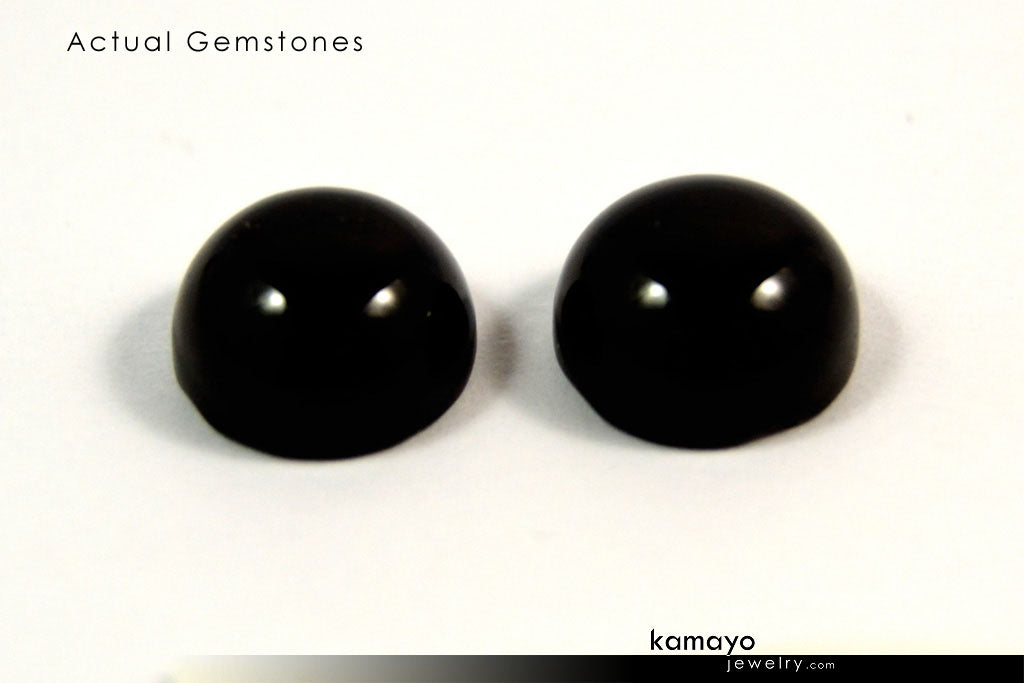 BLACK ONYX GEMSTONES - Pair of 10mm Round Loose Stones for Earrings