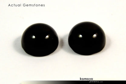 BLACK ONYX GEMSTONES - Pair of 10mm Round Loose Stones for Earrings