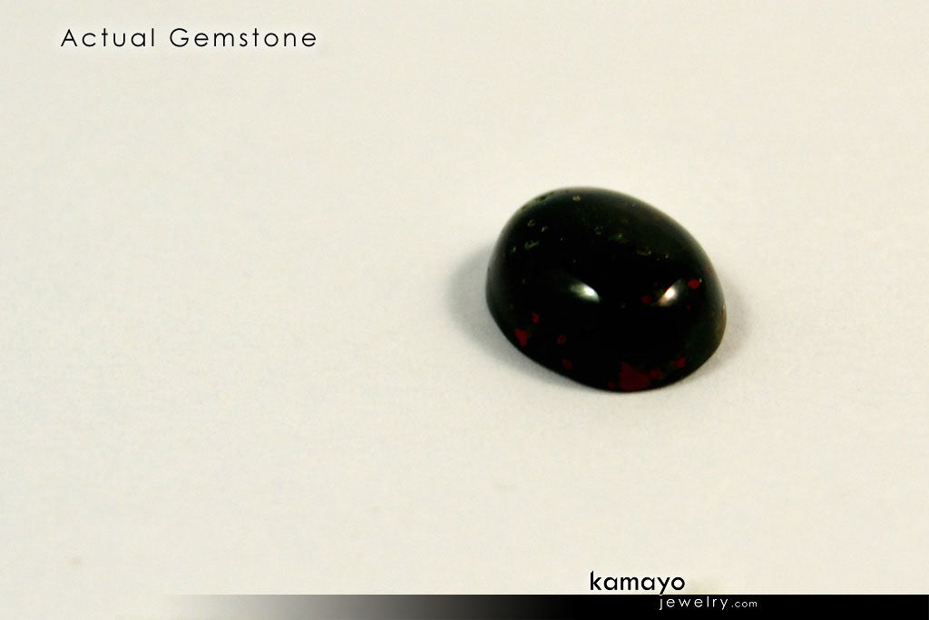 BLOODSTONE GEMSTONE - 10x8mm Oval Green Loose Stone
