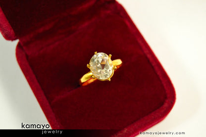 CLEAR QUARTZ RING - 10x8mm Rock Crystal Ring for Women