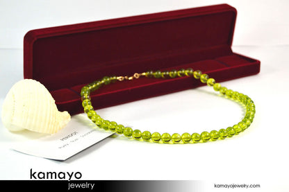 OLIVE QUARTZ NECKLACE - Men's Choker or Princess Necklace for Women