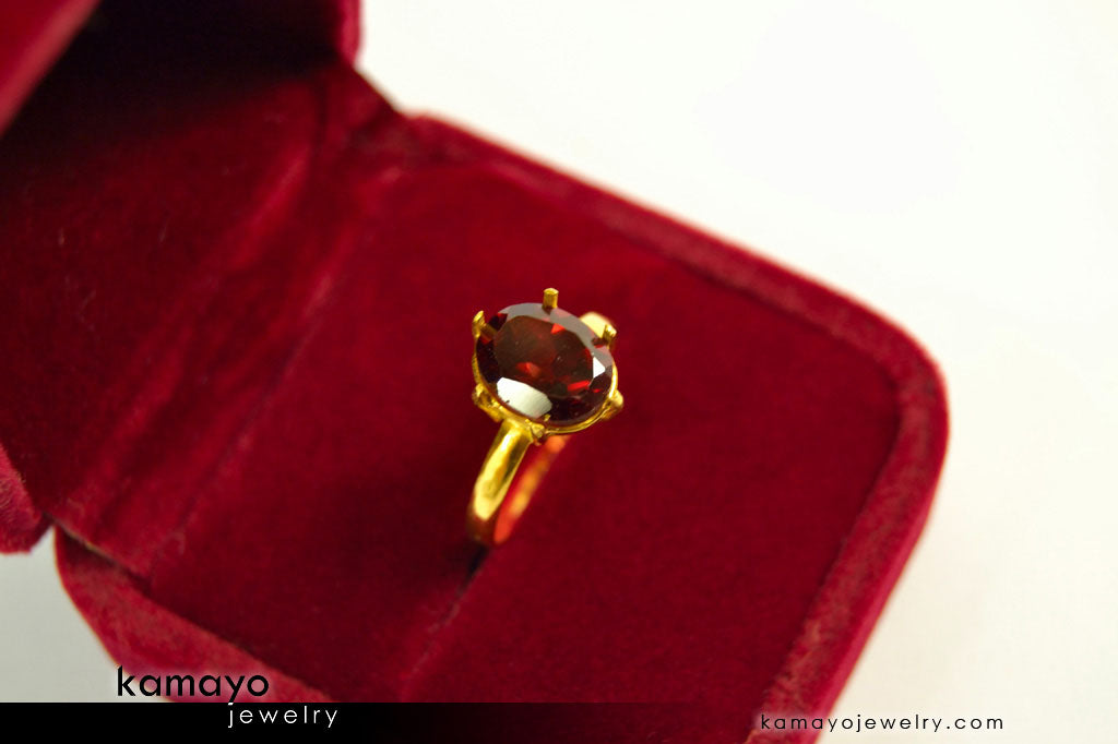 GARNET RING - 10x8mm Red Garnet Ring for Women