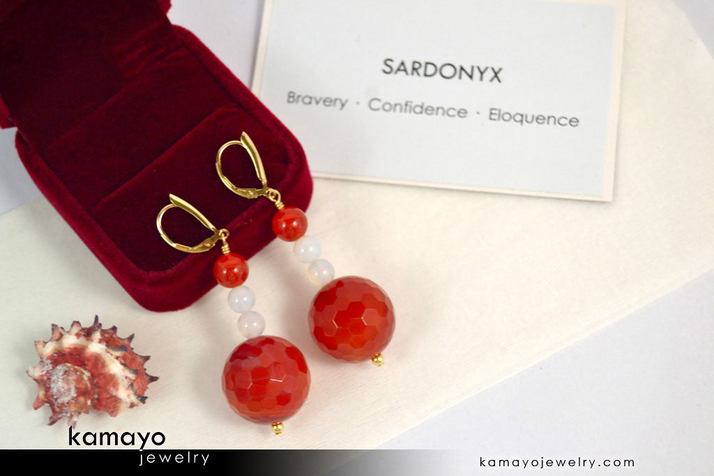 SARDONYX EARRINGS - Beaded Dangle Ear Rings for Women