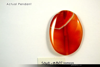 SARDONYX NECKLACE - Large Oval Red Sardonyx Pendant and White Onyx Beads