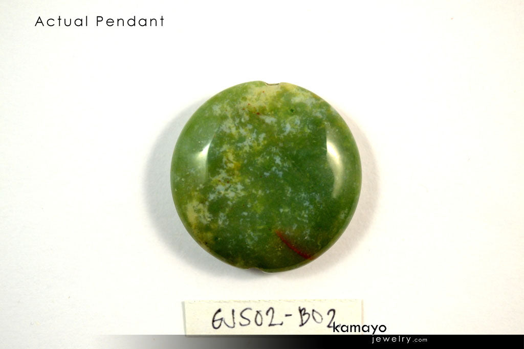 GREEN MOSS AGATE NECKLACE - Coin Pendant and Round Beads