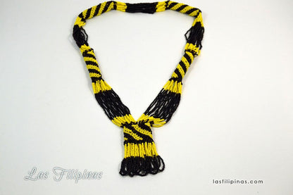 Tribal Statement Necklace - Black Ethnic Mandaya Beaded Jewelry