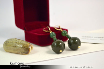 GREEN JASPER EARRINGS - Beaded Dangle Ear Rings for Women