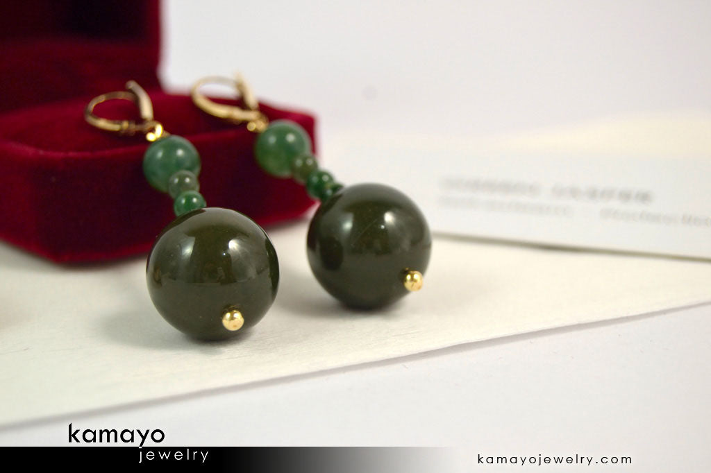 GREEN JASPER EARRINGS - Beaded Dangle Ear Rings for Women