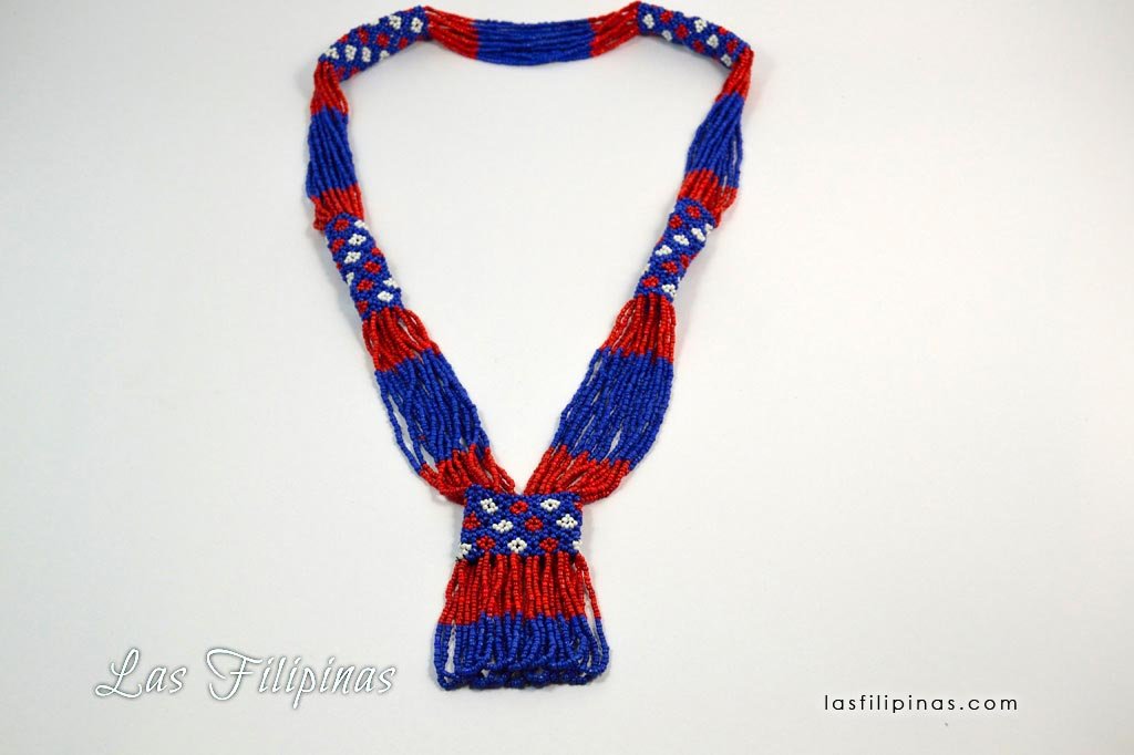 Tribal Statement Necklace - Blue Ethnic Mandaya Beaded Jewelry