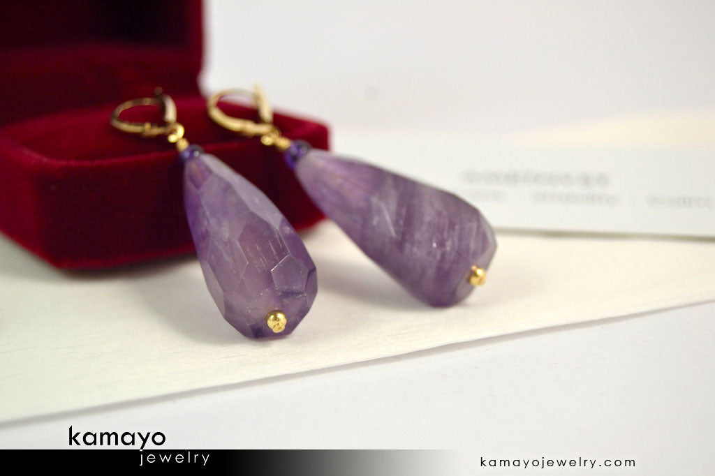 AMETHYST EARRINGS - Large Drop Ear Rings for Women